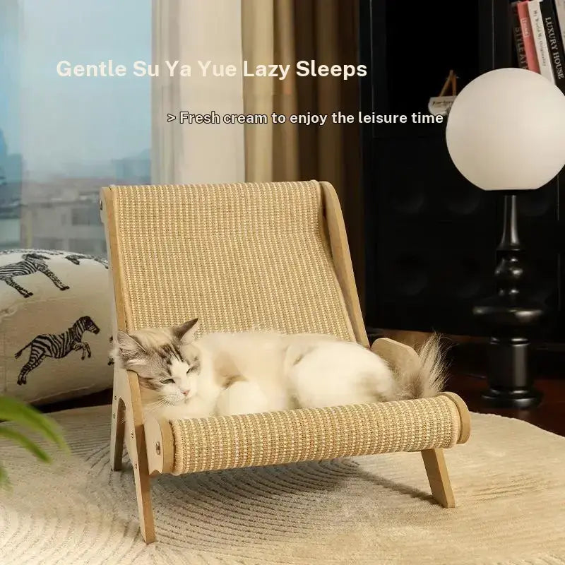 Multi-Functional Cat Scratching Board and Rocker Bed - Durable Natural Sisal and Jute Pet Furniture for Scratching and Relaxation, Self-Cleaning Kitty Lounge Chair, Ideal Gift for Cats
