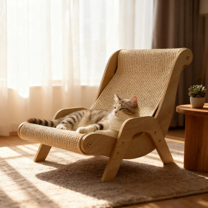 Multi-Functional Cat Scratching Board and Rocker Bed - Durable Natural Sisal and Jute Pet Furniture for Scratching and Relaxation, Self-Cleaning Kitty Lounge Chair, Ideal Gift for Cats