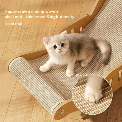 Multi-Functional Cat Scratching Board and Rocker Bed - Durable Natural Sisal and Jute Pet Furniture for Scratching and Relaxation, Self-Cleaning Kitty Lounge Chair, Ideal Gift for Cats