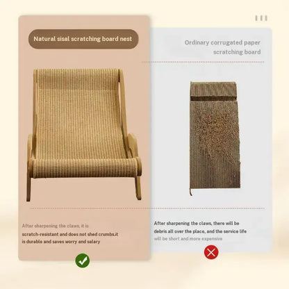 Multi-Functional Cat Scratching Board and Rocker Bed - Durable Natural Sisal and Jute Pet Furniture for Scratching and Relaxation, Self-Cleaning Kitty Lounge Chair, Ideal Gift for Cats